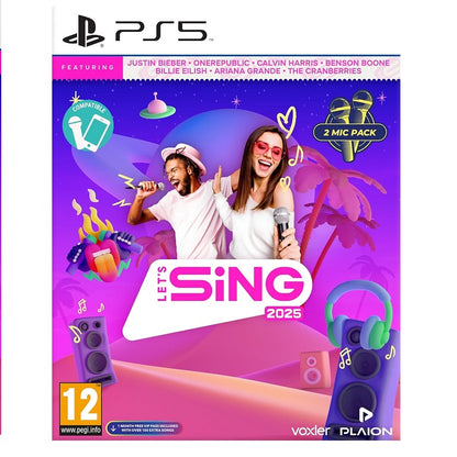 Let's Sing 2025 + 2 Microfoni Bundle Ps5 Videogioco Playstation 5 Nuovo Karaoke
