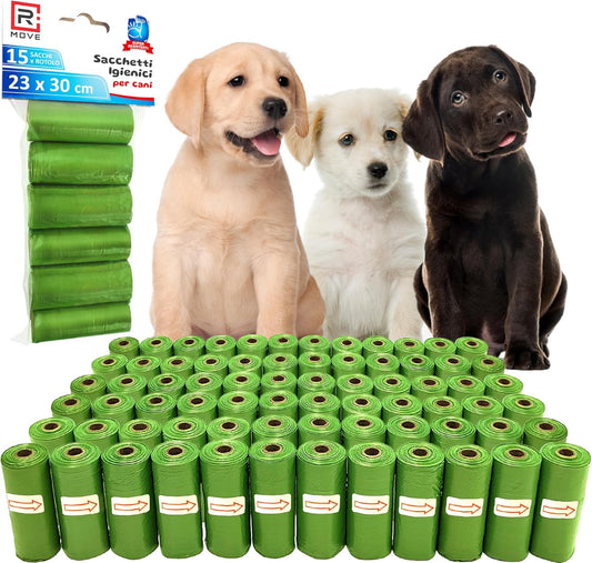R MOVE Sacchetti Cane Cacca 1080 pz (72 Rotoli)  - Sacchettini Igienici Per Cani - Buste 30x23 Resistenti Dog (Copia)