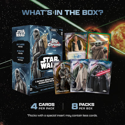 Topps Chrome - Star Wars Value Box 2026 Card Collezionabili 32 Carte Ufficiali - 8 Buste TCG