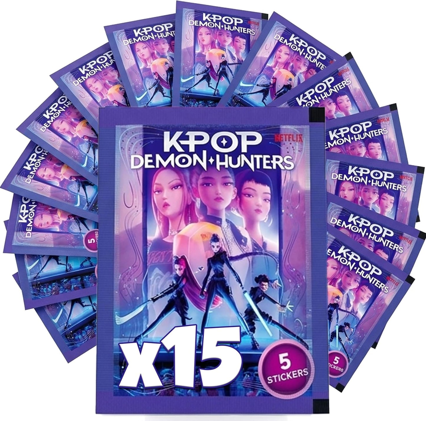 KPop Demon Hunters 15 Pacchetti Bustine (75 Figurine) Stickers Dyramix