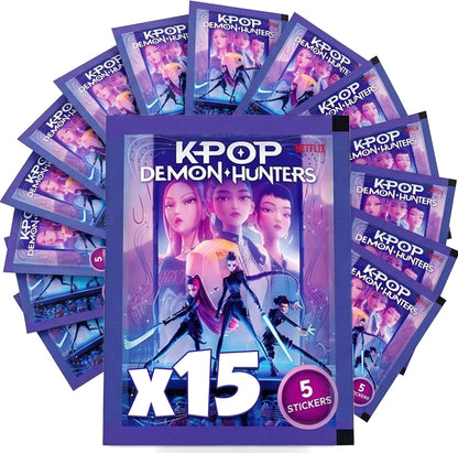 KPop Demon Hunters 15 Pacchetti Bustine (75 Figurine) Stickers Dyramix