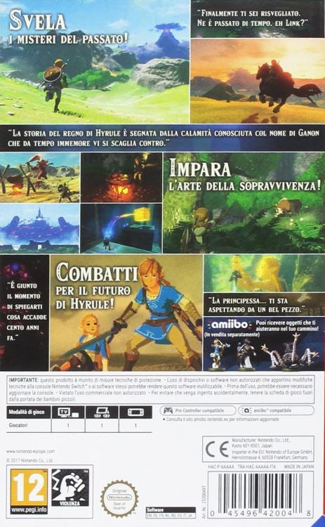 The Legend Of Zelda : Breath Of The Wild Nintendo Switch Videogioco Italiano
