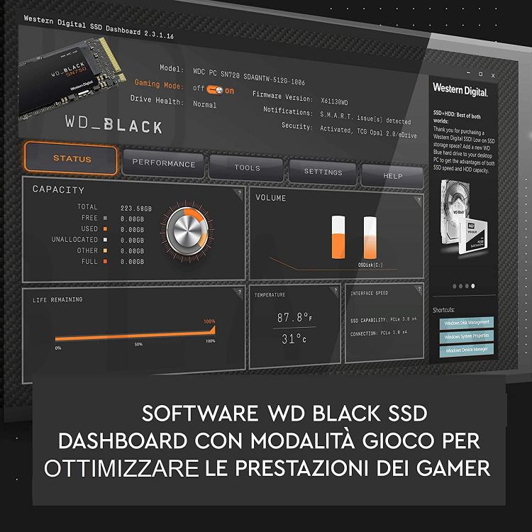 Western Digital Ssd Interno Gaming 500Gb Sn750 M.2 Wd Black Pcie Nvme 3.0
