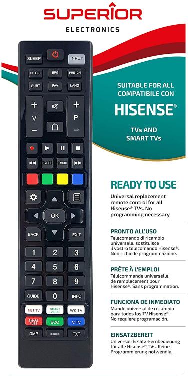 Superior Telecomando Universale Televisione Hisense Funzioni Smart Tv Decoder