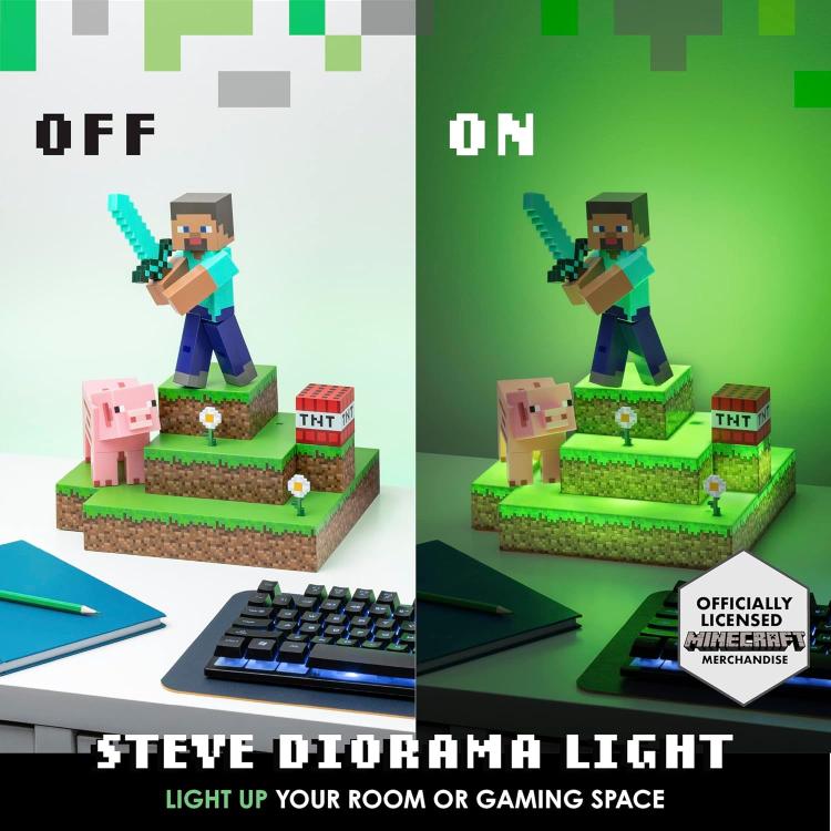 Paladone Lampada Minecraft Figura Steve Diorama Light 30Cm Luce Led Da Notte 3D