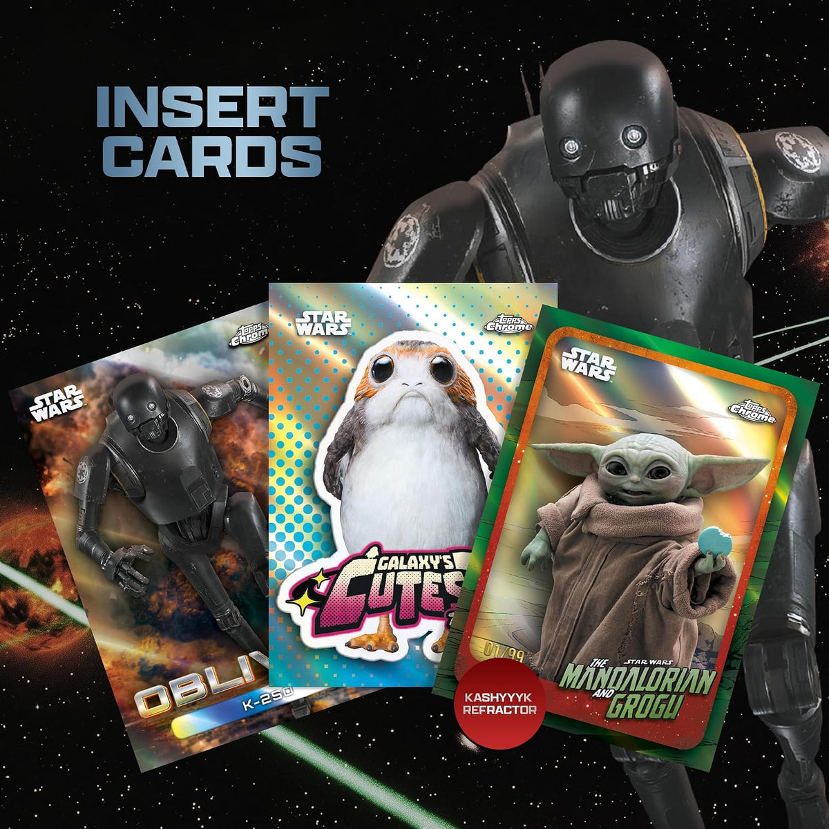 Topps Chrome - Star Wars Value Box 2026 Card Collezionabili 32 Carte Ufficiali - 8 Buste TCG