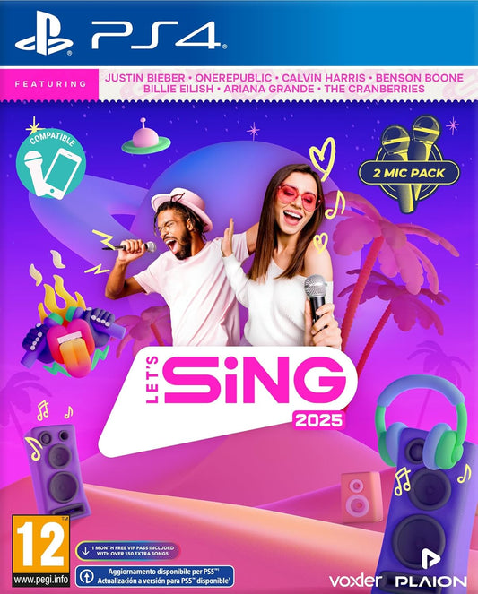 Let's Sing 2025 + 2 Microfoni Bundle Ps4 Videogioco Playstation 4 Nuovo Karaoke