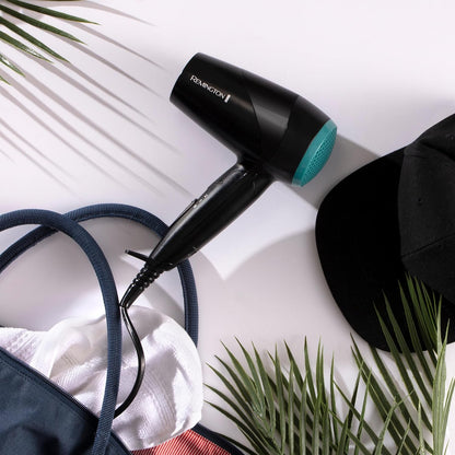 Remington Asciugacapelli 2000W - Pieghevole e Potente - Phon da Viaggio, Bacchetta e Diffusore per styling, 2 livelli di riscaldamento e ventola, On The Go D1500