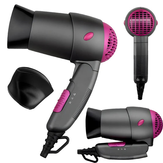 Zephir Asciugacapelli pieghevole 1200W Phon Concentratore Grigio e Rosa ZHB1200