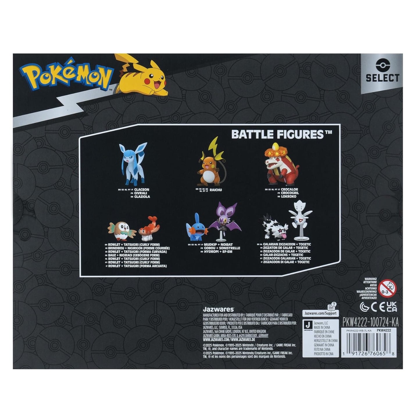 Jazwares - Pokemon Select Evolution Multi-Pack (Eevee, Umbreon, Espeon) - Vinyl Action Figure Statuetta 12 Cm in Vinile da Collezione