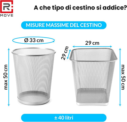 RMOVE 90 Sacchi Spazzatura 50x75 Rotoli Sacchetti Blu Indifferenziata Rifiuti Con Manico