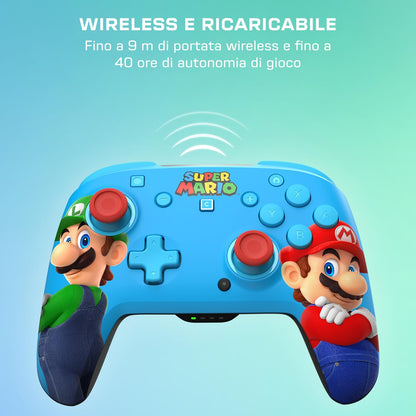 Turtle Beach - Rematch - Super Mario (Mario e Luigi) Illuiminato RGB LED  - Controller da gaming wireless per Nintendo Switch 2, Funziona anche con Nintendo Switch/Oled/Lite - Pulsante C non disponibile.