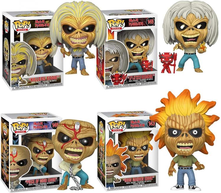 Funko Pop Rocks Iron Maiden Eddie 4 Pack Gitd Bundle Vinyl Statuetta Nuovo