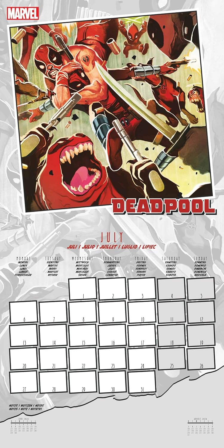 Calendario 2026 (Marvel Deadpool) da Muro/Parete 30X30 con Gadget + Poster da Parete in Regalo - Licenza ufficiale