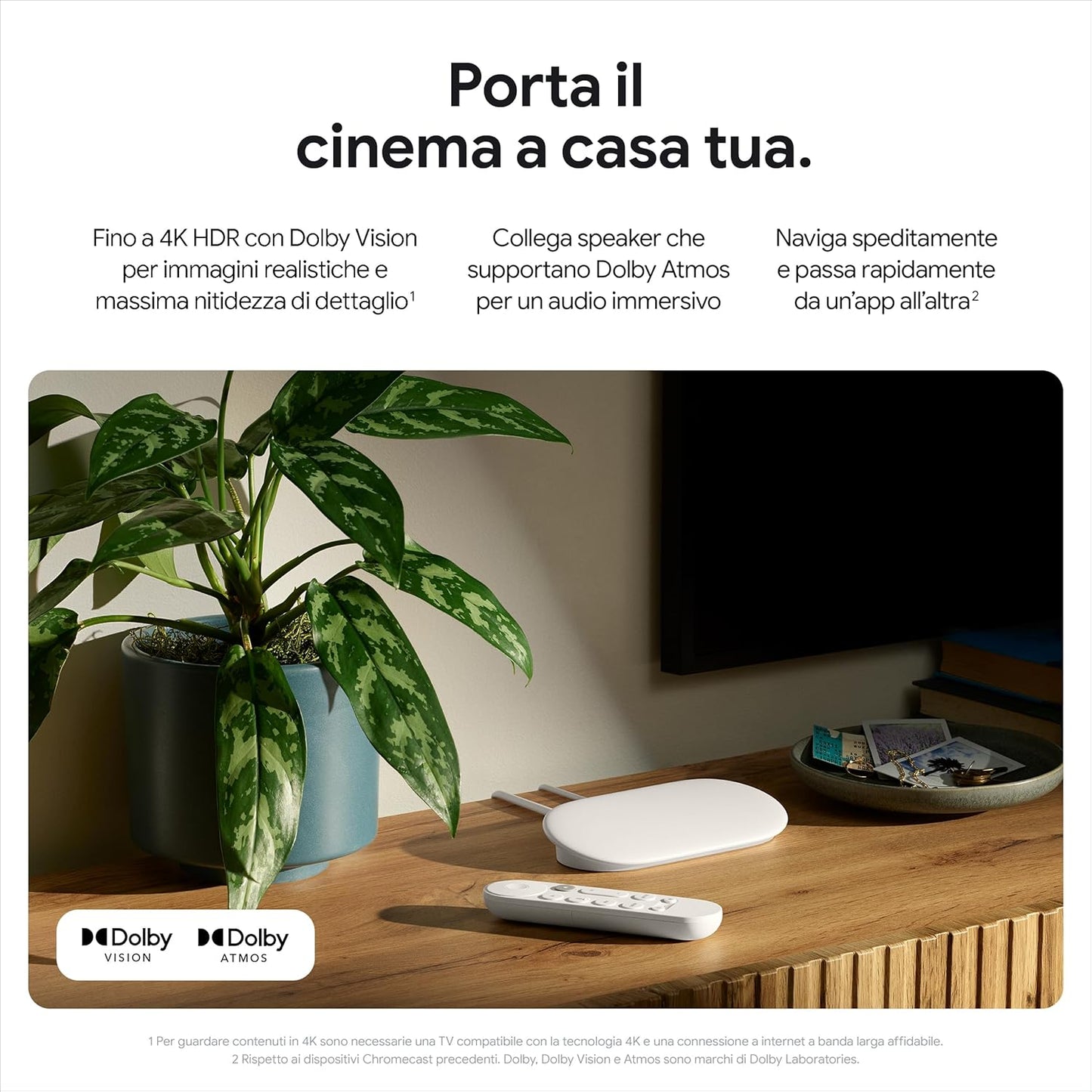 Google TV Streamer 4k HDR Ultra HD 32GB Porcelain Intrattenimento Streaming
