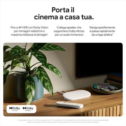 Google TV Streamer 4k HDR Ultra HD 32GB Porcelain Intrattenimento Streaming