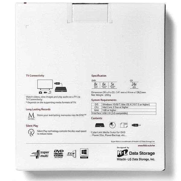 Lg Masterizzatore Esterno Dvd-Rw Usb Pc Computer Hitachi Ultraslim Portatile Dvd