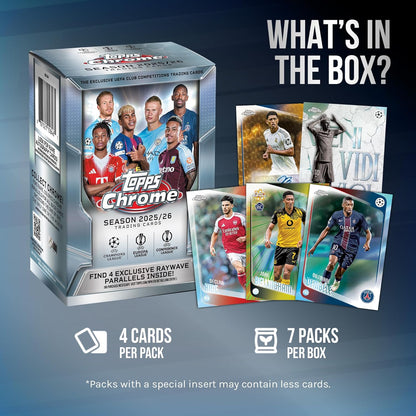 Topps Chrome UEFA Club Competitions 2025/26 Blaster Box Trading Cards Calcio