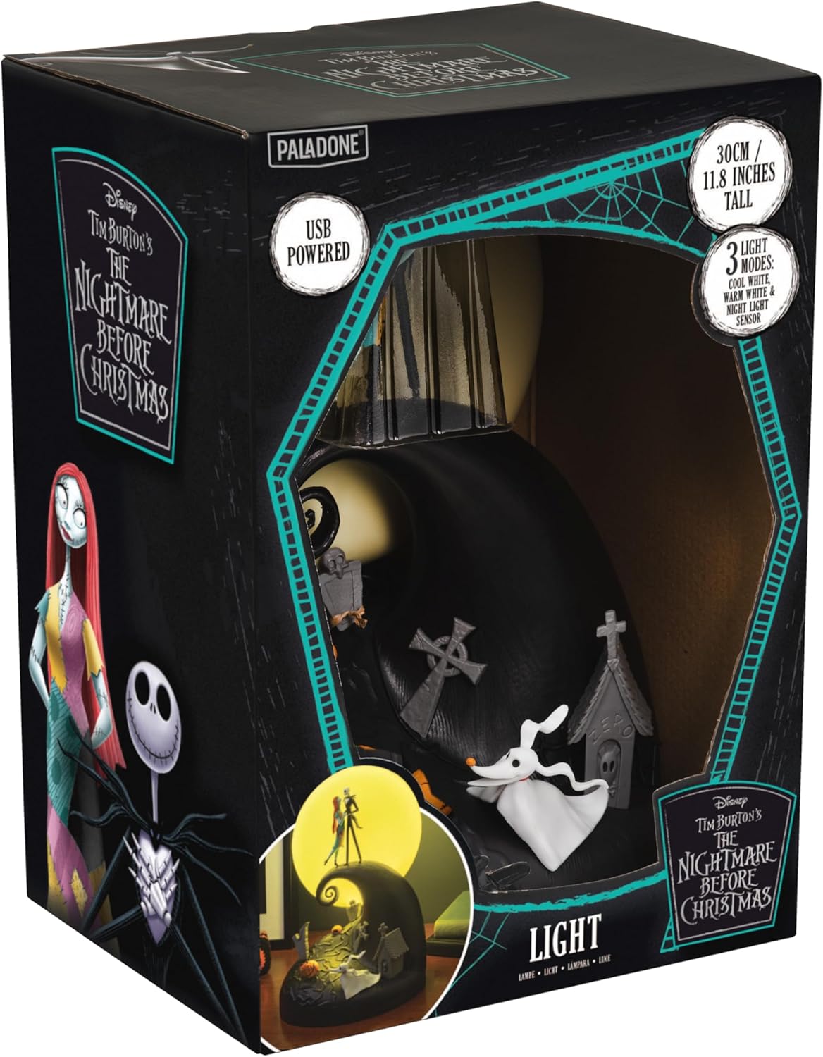 Paladone The Nightmare Before Christmas Jack & Sally Lampada Diorama 30cm - Luce Calda e Fredda