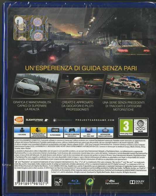 Project Cars Hits Ps4 Videogioco Italiano Playstation 4 Auto Gt Corse Nuovo