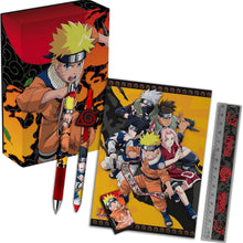 Set Scolastico Naruto: 2 Penne 1 Righello 1 Gomma Da Cancellare + Quadernino