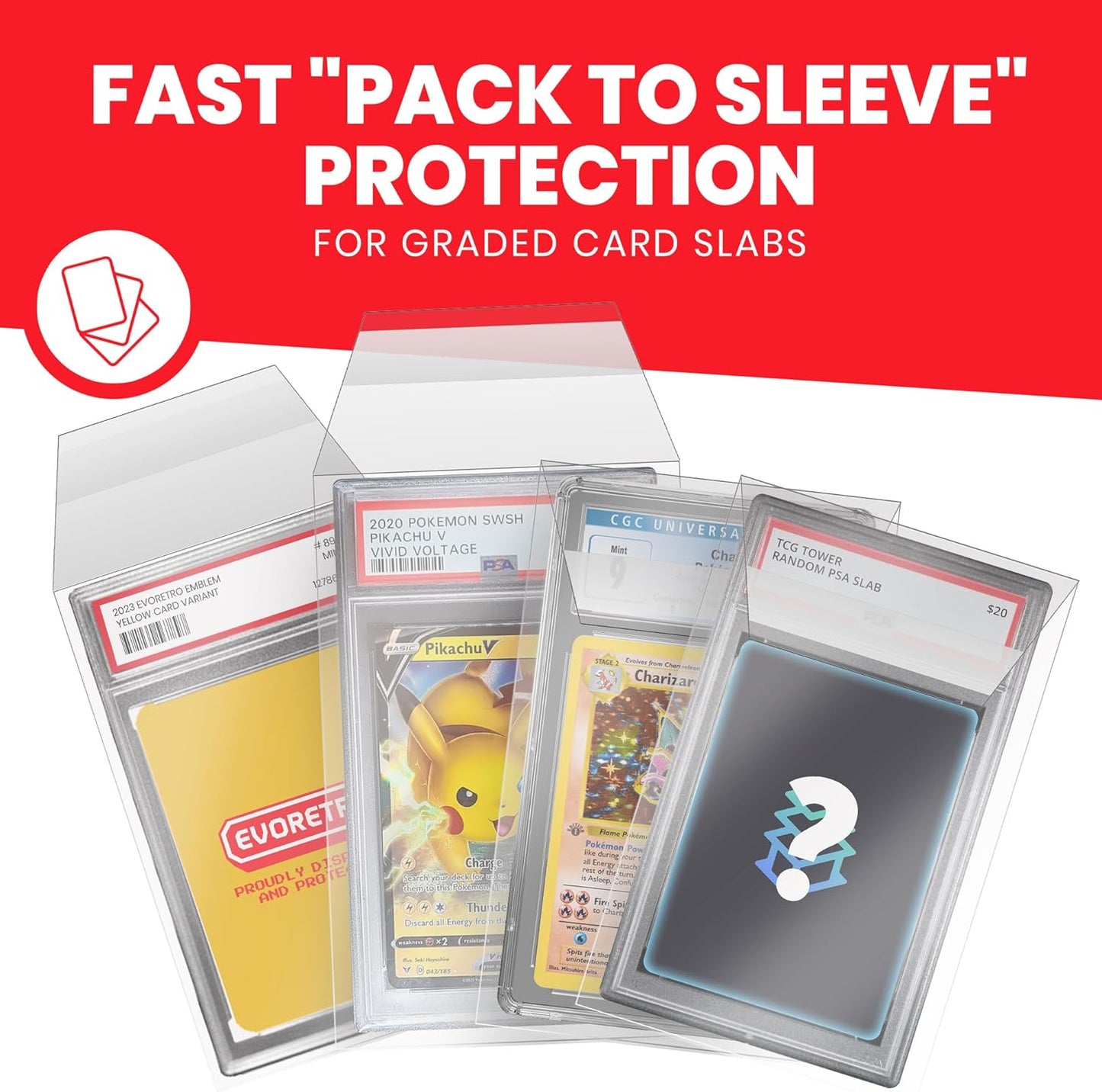 Evoretro: Bustine Protezioni per Carte Richiudibili Trasparenti e Antigraffio 100pz - Card Game Sleeves