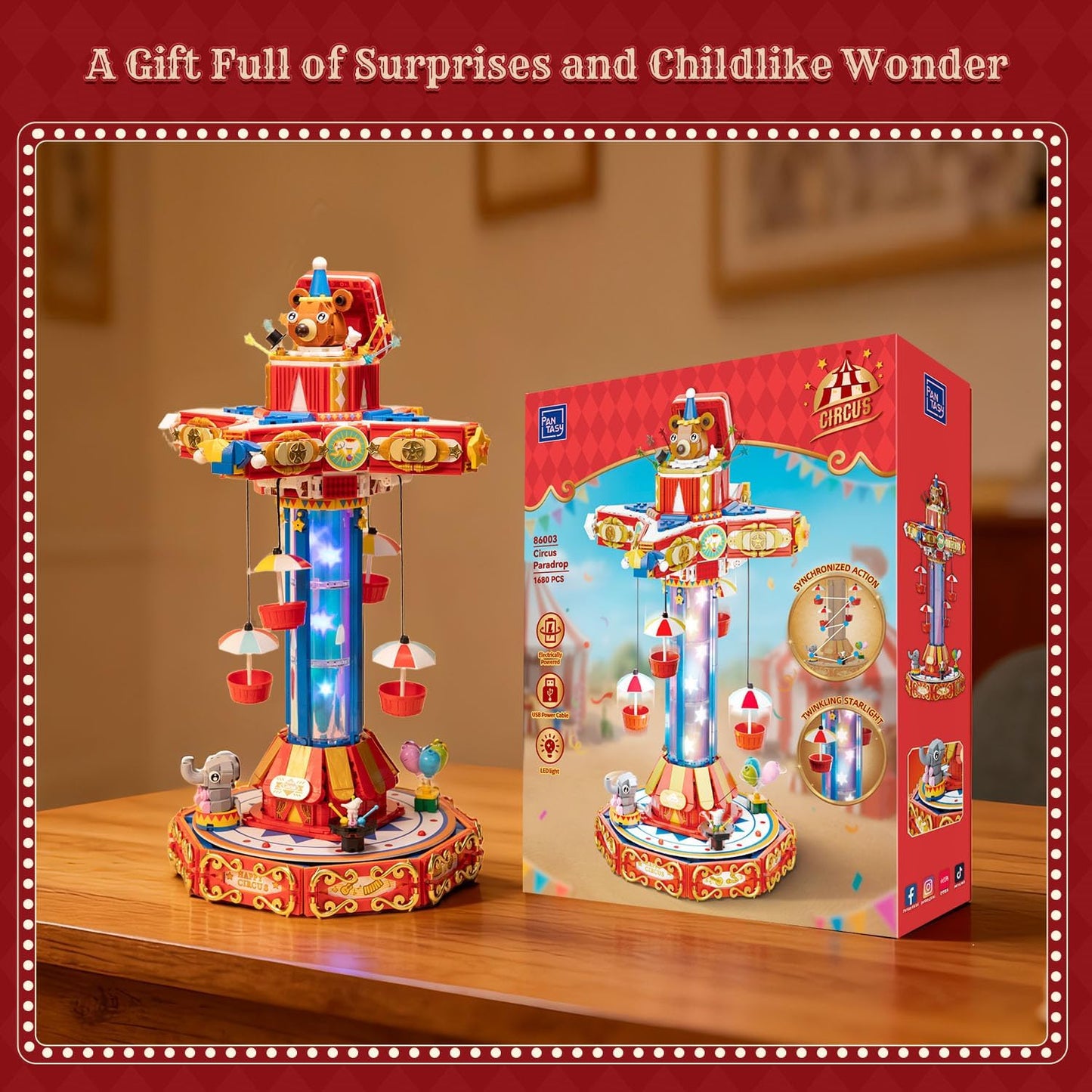 Pantasy 86003 Retro Collection Giostra Paracadute del Circo Set Costruzioni 1680pcs