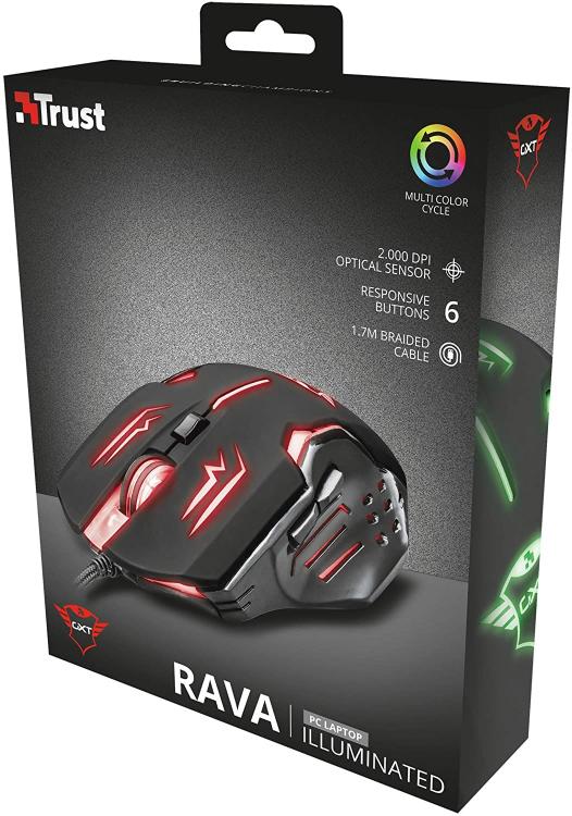 Trust Gaming Mouse Gxt 108 Rava Illuminato Rgb Gioco Pc Laptop Ps4 Ps5 Xbox One