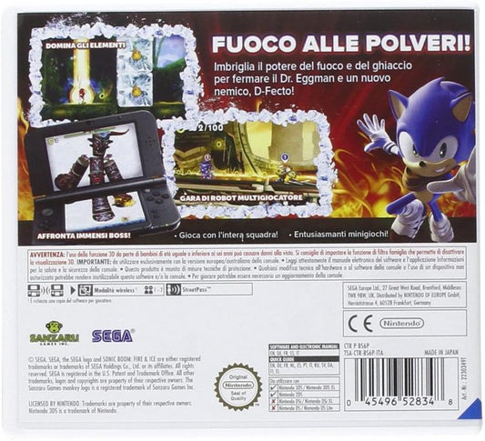 Sonic Boom Fire & Ice Nintendo 3Ds 2Ds Xl Nuovo Gioco Italiano Sigillato