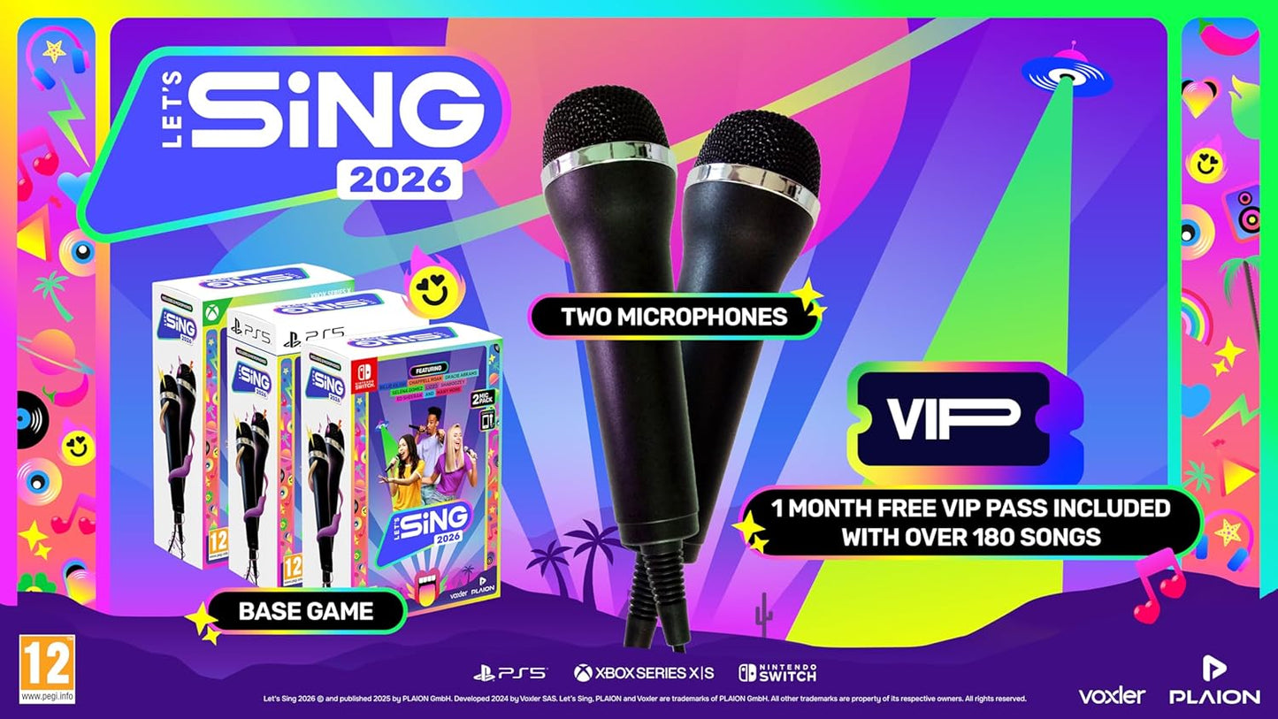 Let's Sing 2026 + 2 Microfoni Bundle Ps5 Videogioco Playstation 5 Nuovo Karaoke