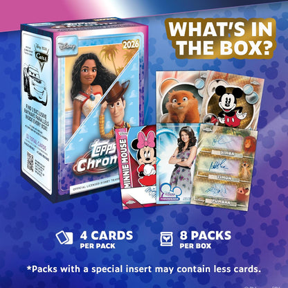 Topps Chrome Disney 2026 Value Box Card Collezionabili 32 Carte Ufficiali - 8 Buste TCG