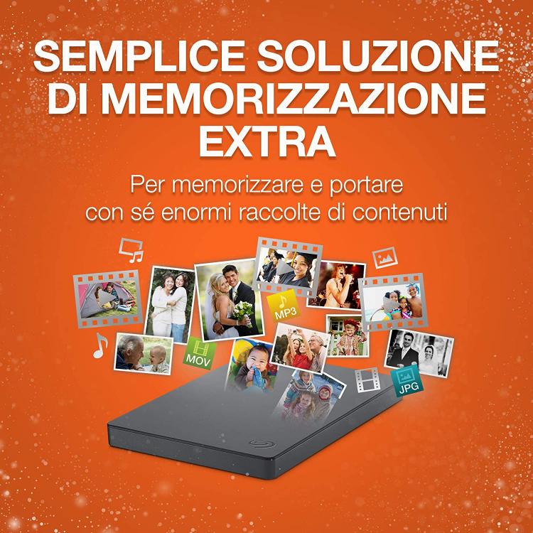 Hard Disk Esterno Seagate HDD Ext 2.5" 2Tb USB 3.0 Memoria PC PS4 Portatile Hd