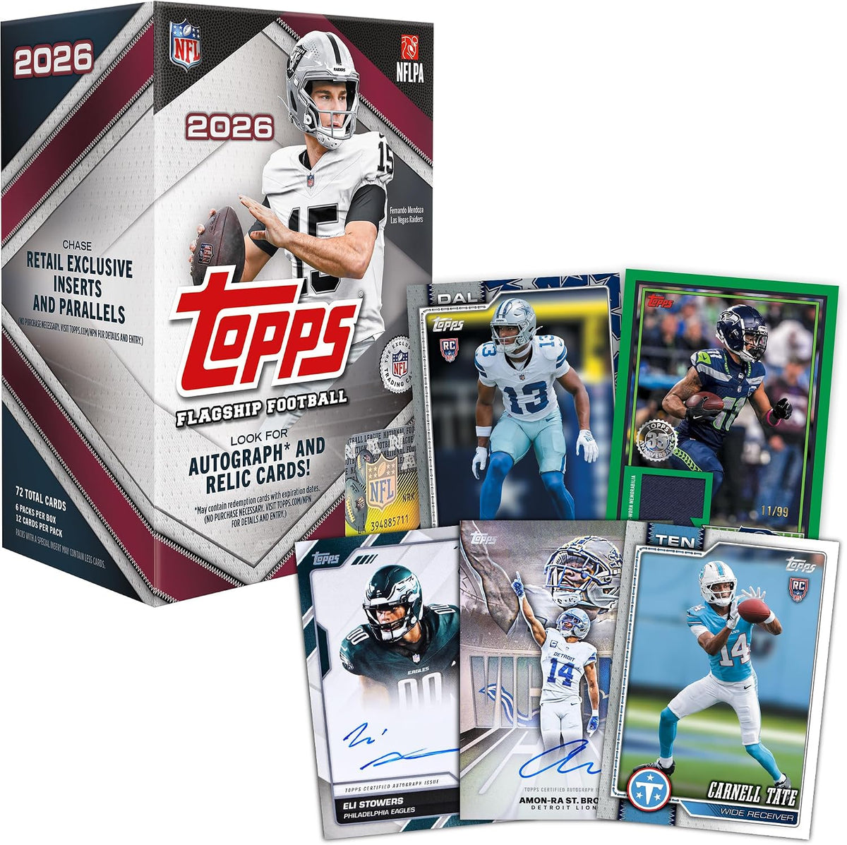 Topps NFL Flagship Football Value Box Card Collezionabili Ufficiali - 12 Buste TCG