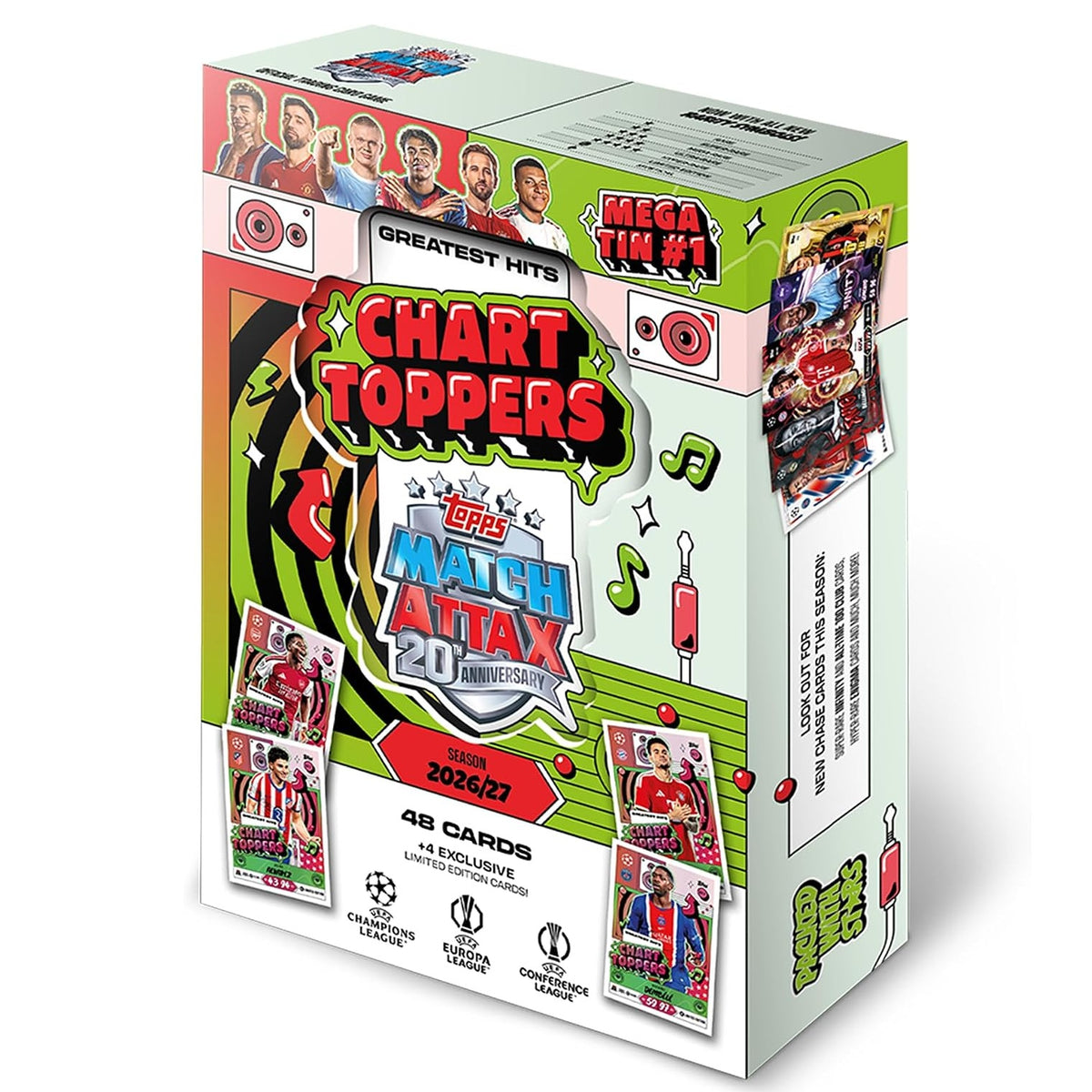 Topps Match Attax UCC 2026/27 - Mega Tin 1 (Chart Toppers) 48 Card Uefa Greatist Hits - TCG Da Collezione