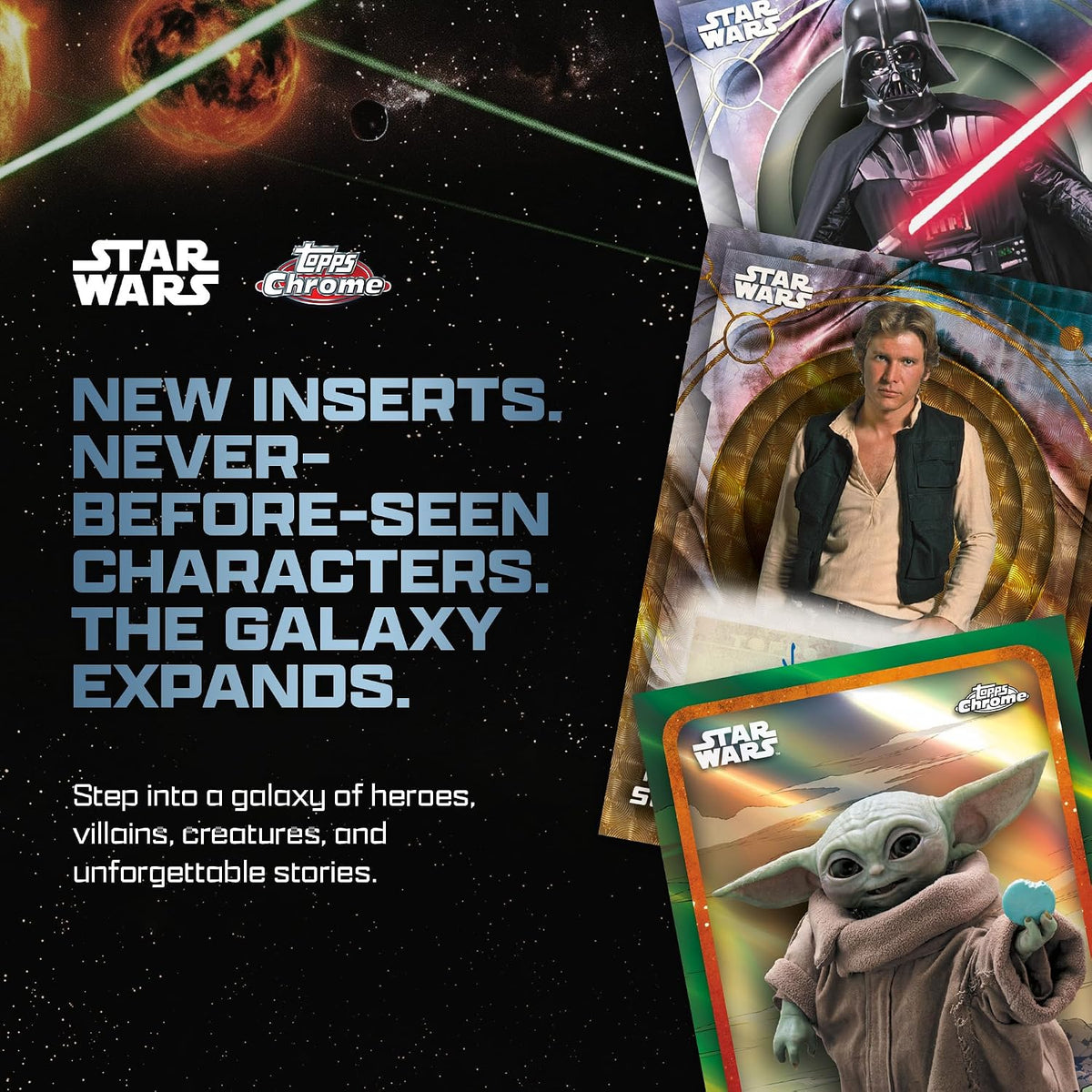 Topps Chrome - Star Wars Value Box 2026 Card Collezionabili 32 Carte Ufficiali - 8 Buste TCG