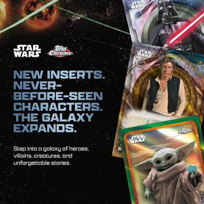 Topps Chrome - Star Wars Value Box 2026 Card Collezionabili 32 Carte Ufficiali - 8 Buste TCG