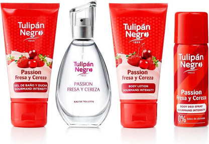 Tulipan Negro Sweet Fragola Confezione 4Pz Profumo Bagnoschiuma Deo Crema Corpo