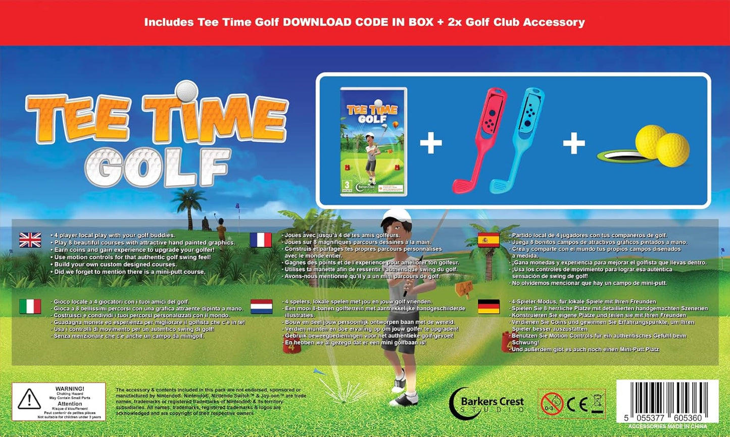 Tee Time Golf Switch Bundle + 2x Golf Club Accessory Videogioco EU Multilingua Ita
