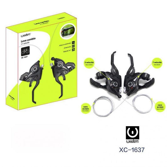 COPPIA COMANDI CAMBIO BICI + LEVE FRENO 3X7 PER BICICLETTA MANOPOLE MTB |XC-1637