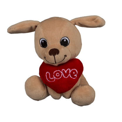 Peluche Cani Seduti Cuore San Valentino Love (Display 12 Cani) Plush Dogs 14Cm