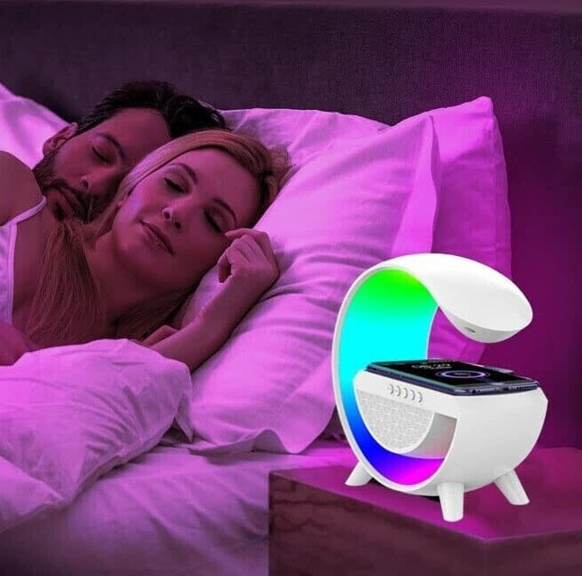 Lampada Rgb E Ricarica Wireless Smartphone Radio Speaker Bluetooth Ricaricabile