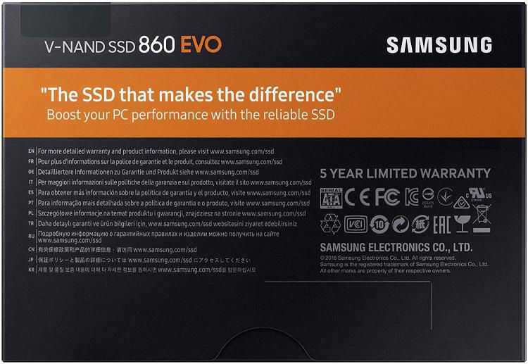 Samsung Hdd Ssd 2.5" Evo 860 250Gb Mz-76E250B/Eu 550 Mb/S Samsung Memoria Nero