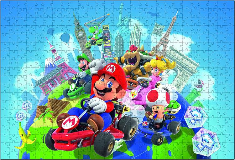 Puzzle 500Pz Mario Kart In Giro Per Il Mondo - Swiitch 2 Nintendo + Poster Moves