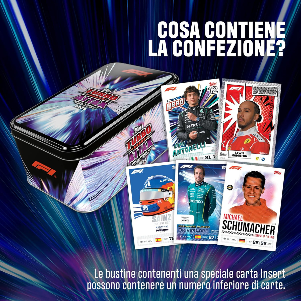 Topps Formula 1 2026 Turbo Attax - Super Tin F1 - Greats of the Grid 72 Carte TCG - Da Collezione