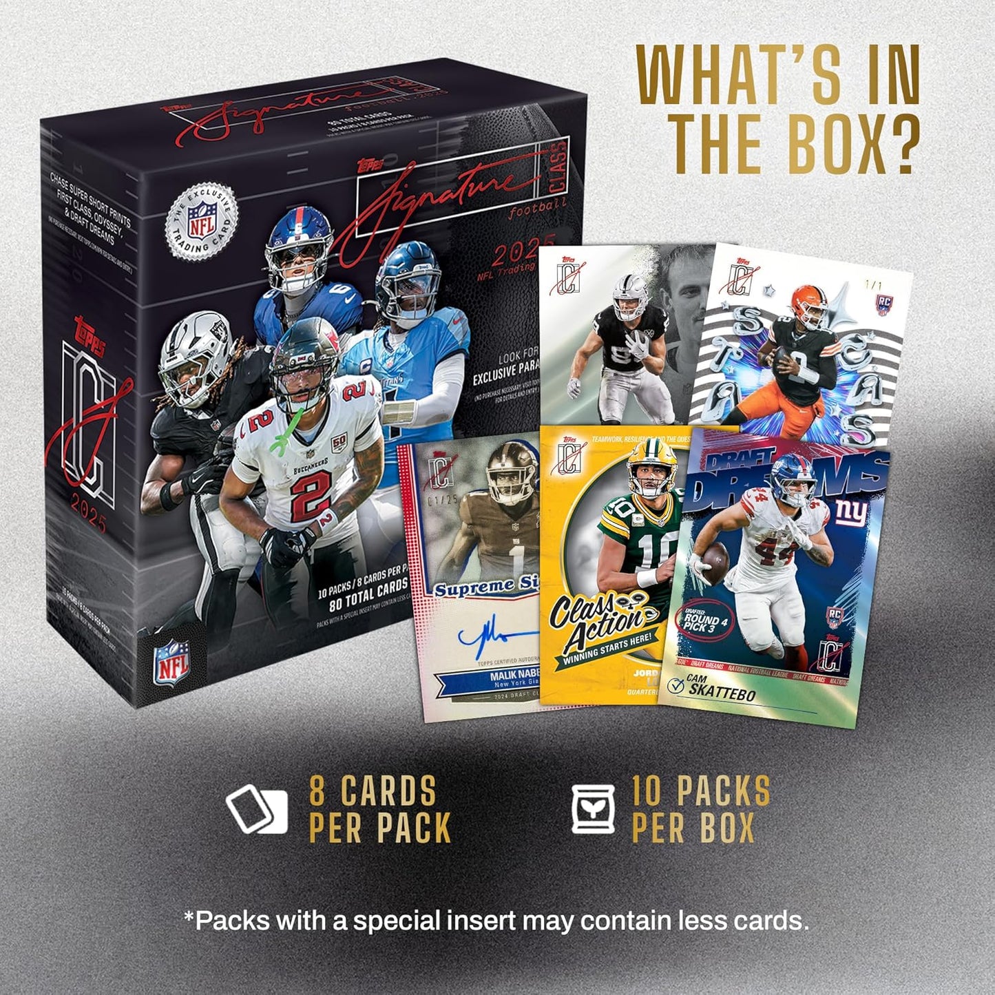 Topps NFL Signature Class Football Mega Box Card Collezionabili 80 Carte Ufficiali - 10 Buste TCG