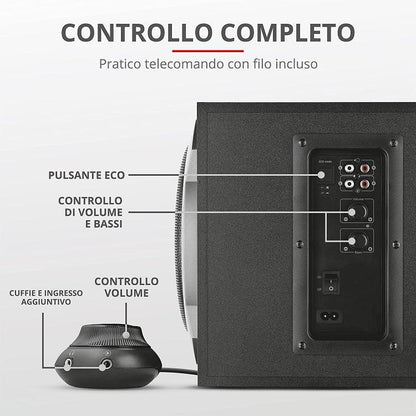 Trust Tytan Set Altoparlanti 2.1 Casse Subwoofer Pc Tv Smartphone Gaming 120W