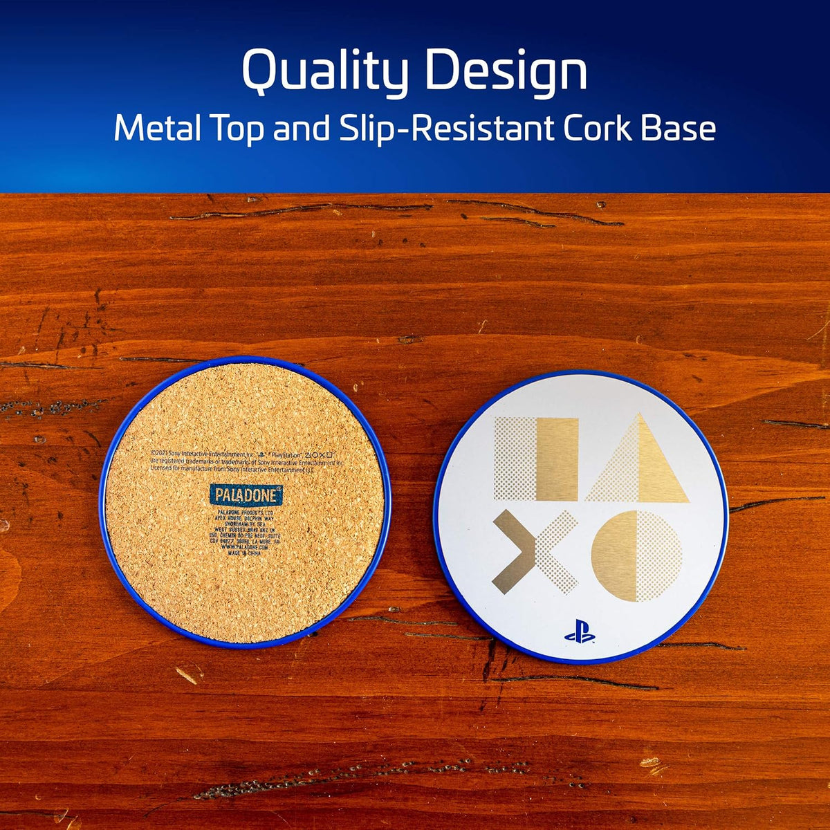 Paladone Playstation Metal Coasters Sottobicchieri In Metallo PS5 - Tinplate Ufficiale
