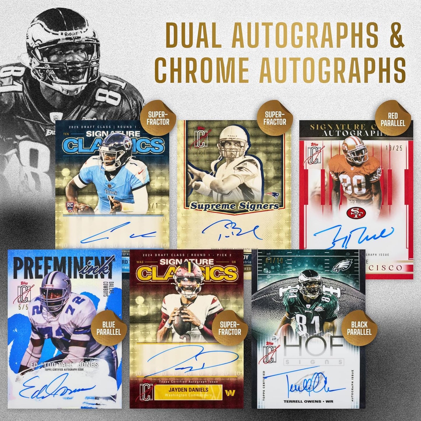 Topps NFL Signature Class Football Mega Box Card Collezionabili 80 Carte Ufficiali - 10 Buste TCG