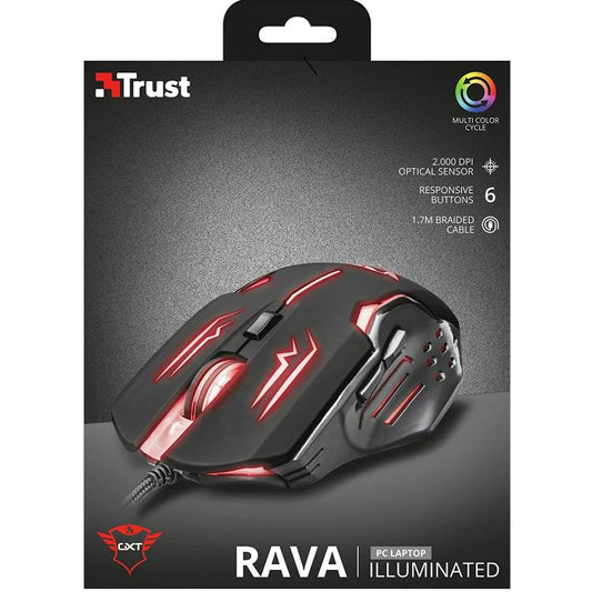 Trust Gaming Mouse Gxt 108 Rava Illuminato Rgb Gioco Pc Laptop Ps4 Ps5 Xbox One