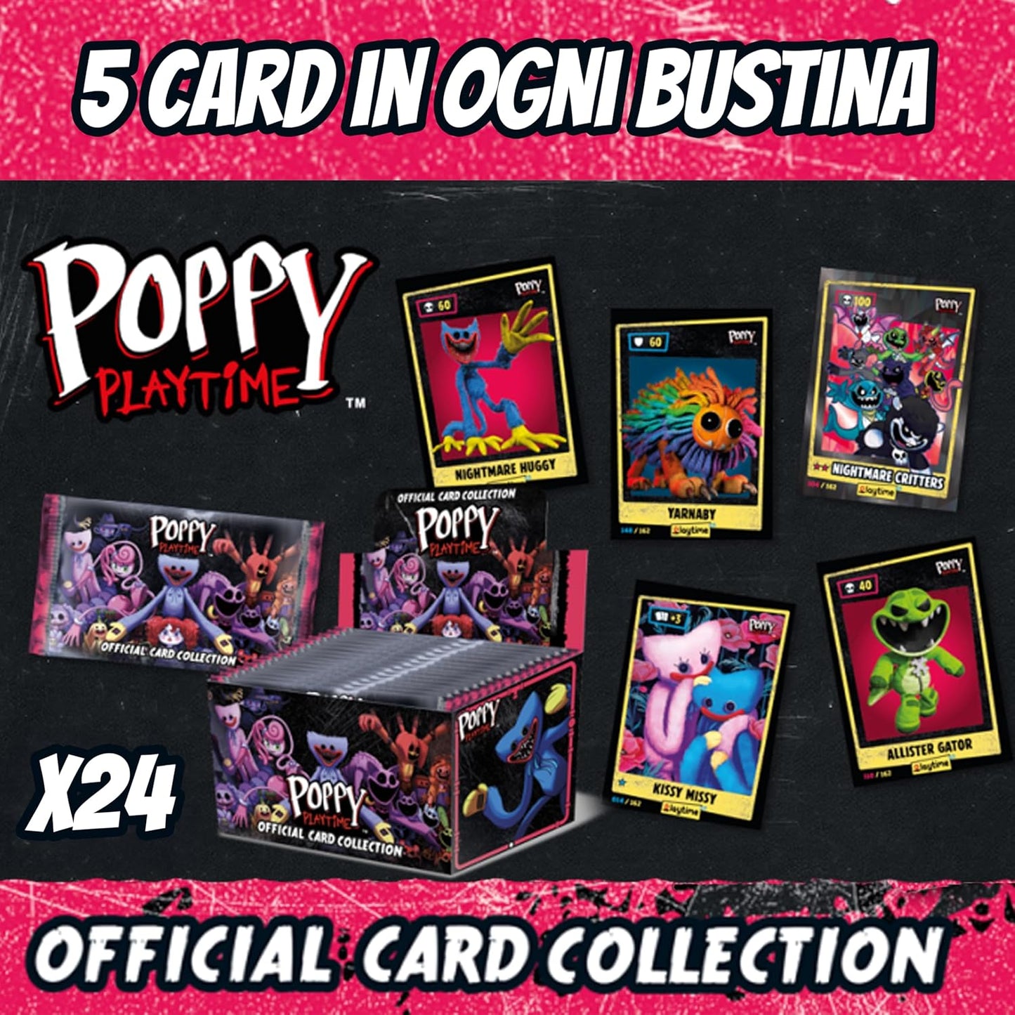 Poppy Playtime TCG Carte Da Collezione Box 24 Bustine 5 Card Game Diramix